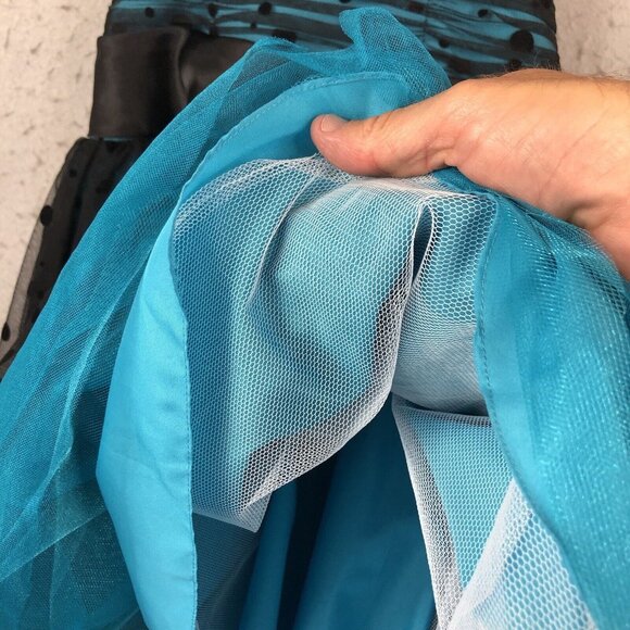 Flirt By Maggie Sottero Dress Womens Small Teal Black Short Prom Event Netting - Picture 8 of 16